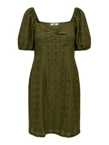 ONLY Normal geschnitten V-Ausschnitt Kurzes Kleid -Dark Olive - 15290192