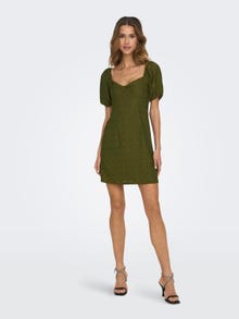 ONLY Regular Fit V-Neck Short dress -Dark Olive - 15290192