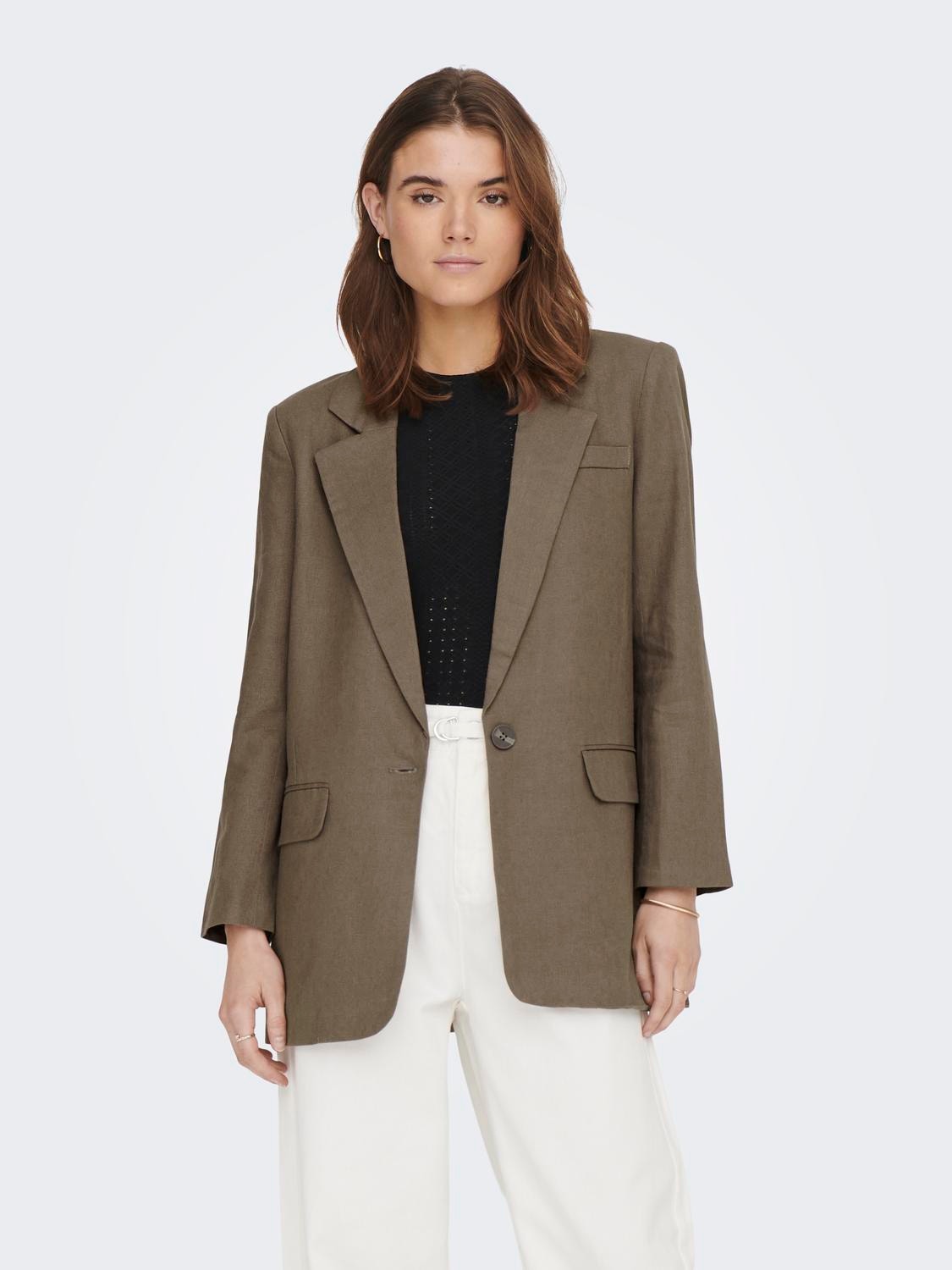 ONLY Blazers Oversize Fit Col à revers -Brown Lentil - 15290245