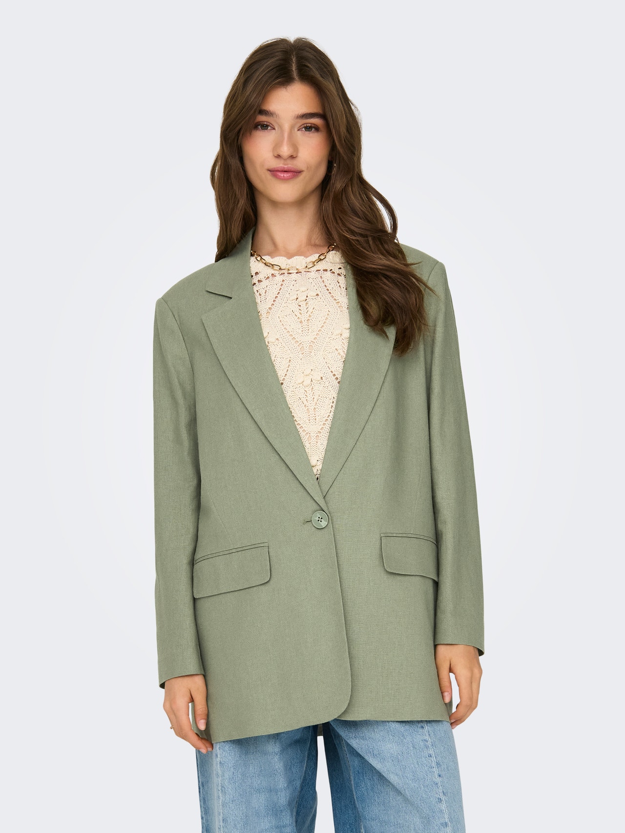 ONLY Oversize Fit Reverse Blazer -Oil Green - 15290245