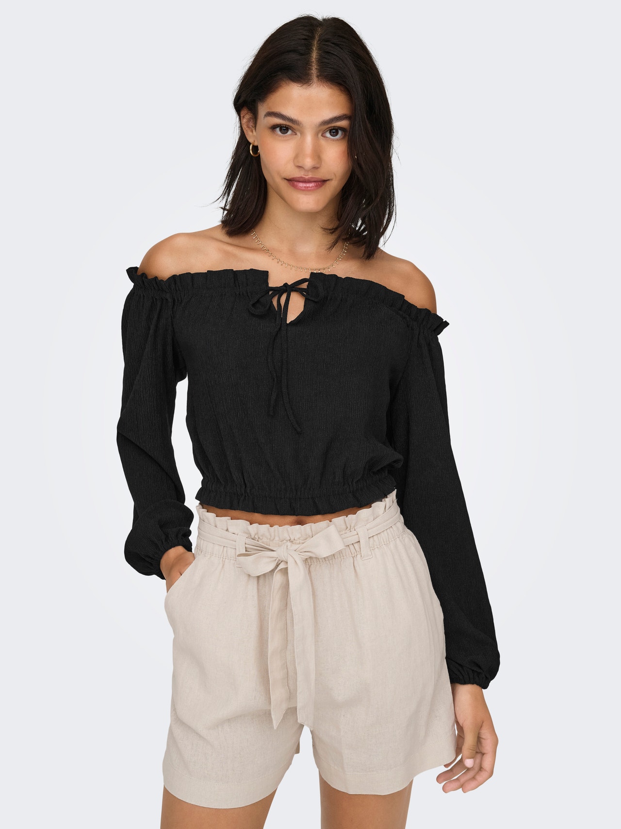 ONLY O-hals cropped top  -Black - 15290247