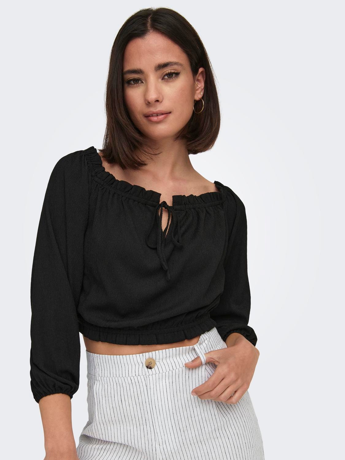 ONLY o-neck cropped top  -Black - 15290247