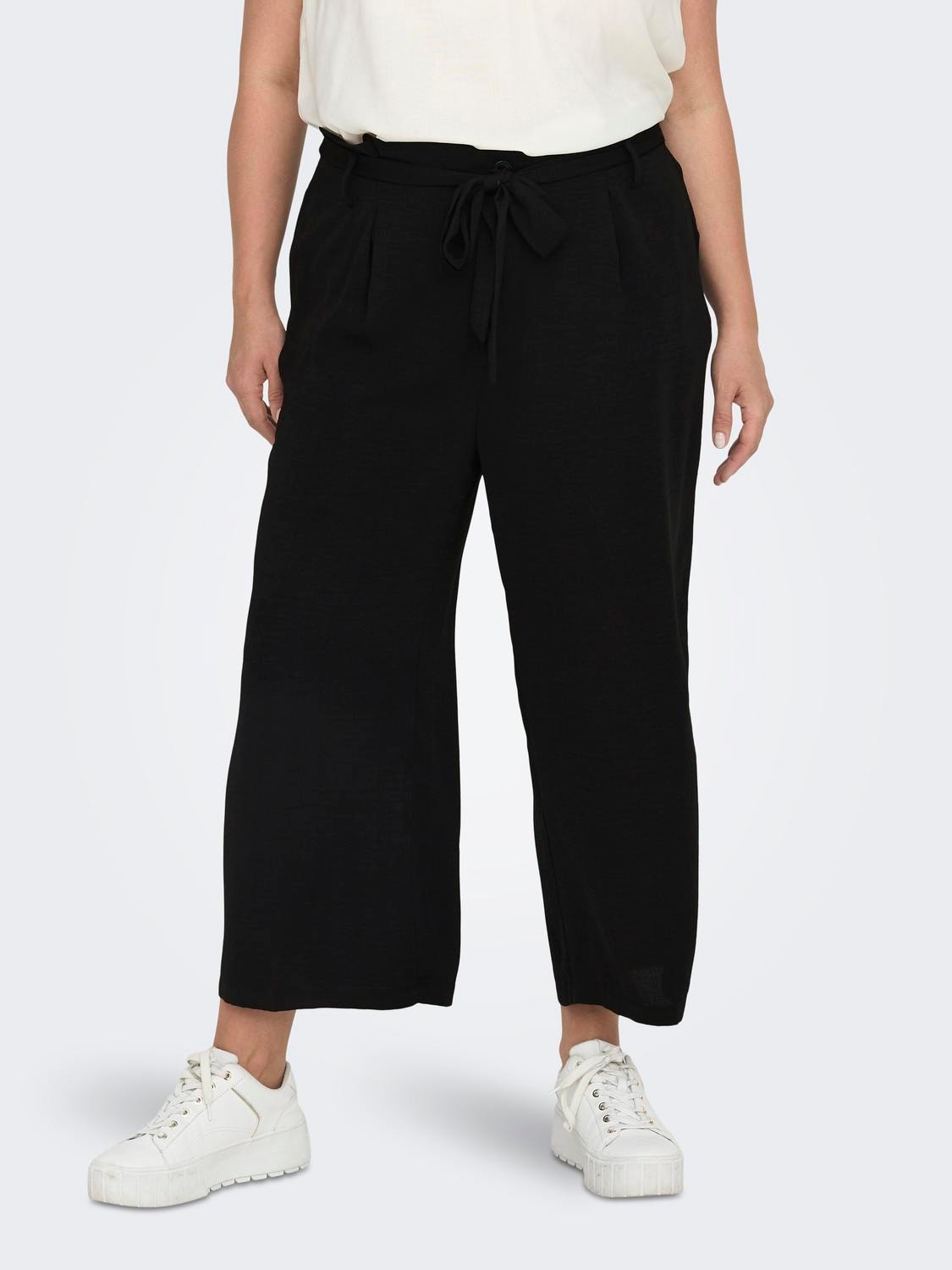 ONLY Curvy wide Leg Pants With Belt -Black - 15290293