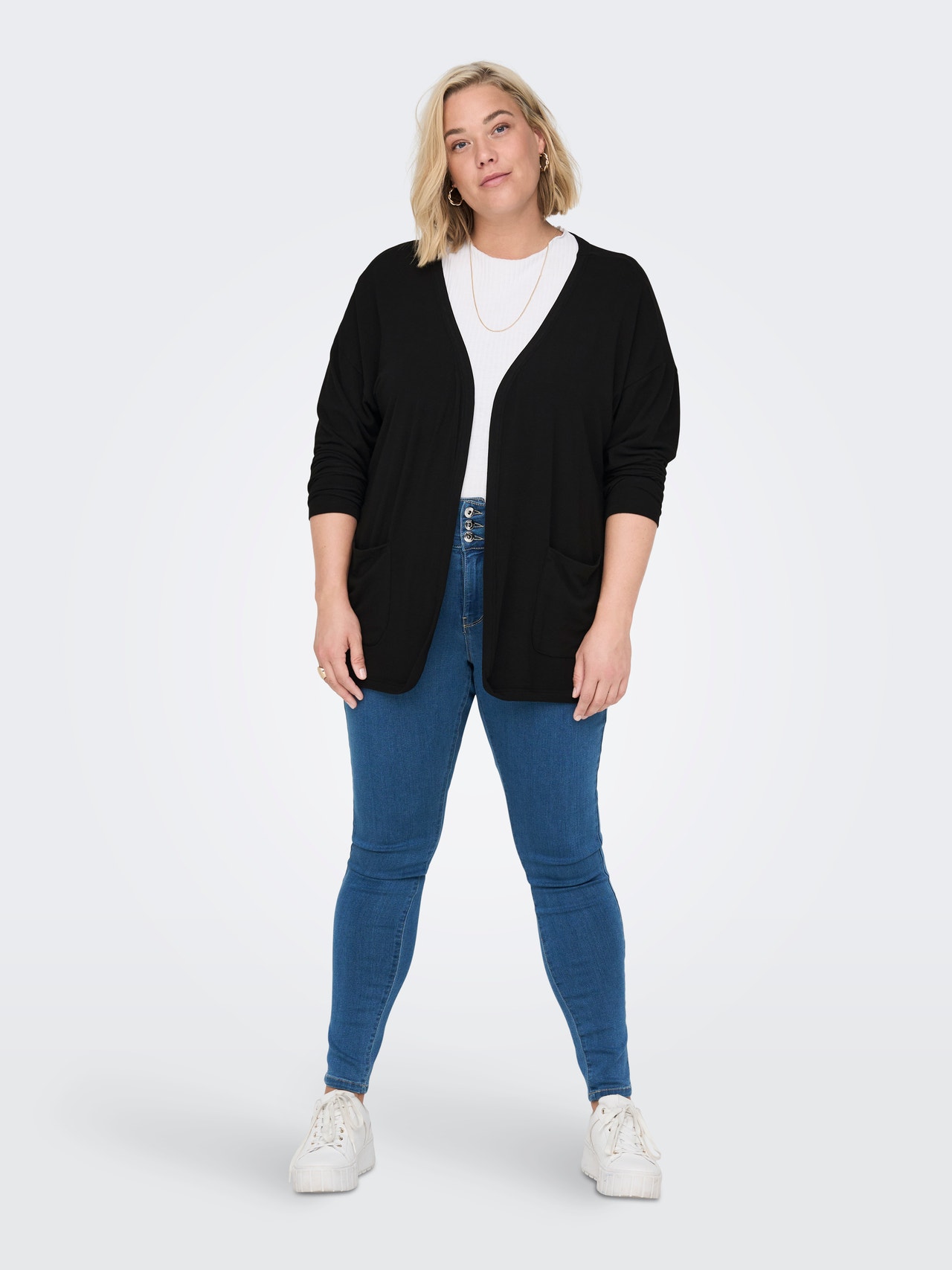 ONLY O-Neck Dropped shoulders Cardigan -Black - 15290338