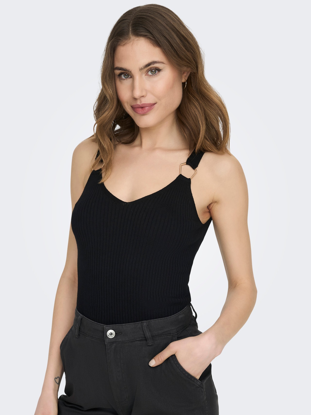 ONLY Detailed Knit Top -Black - 15290402