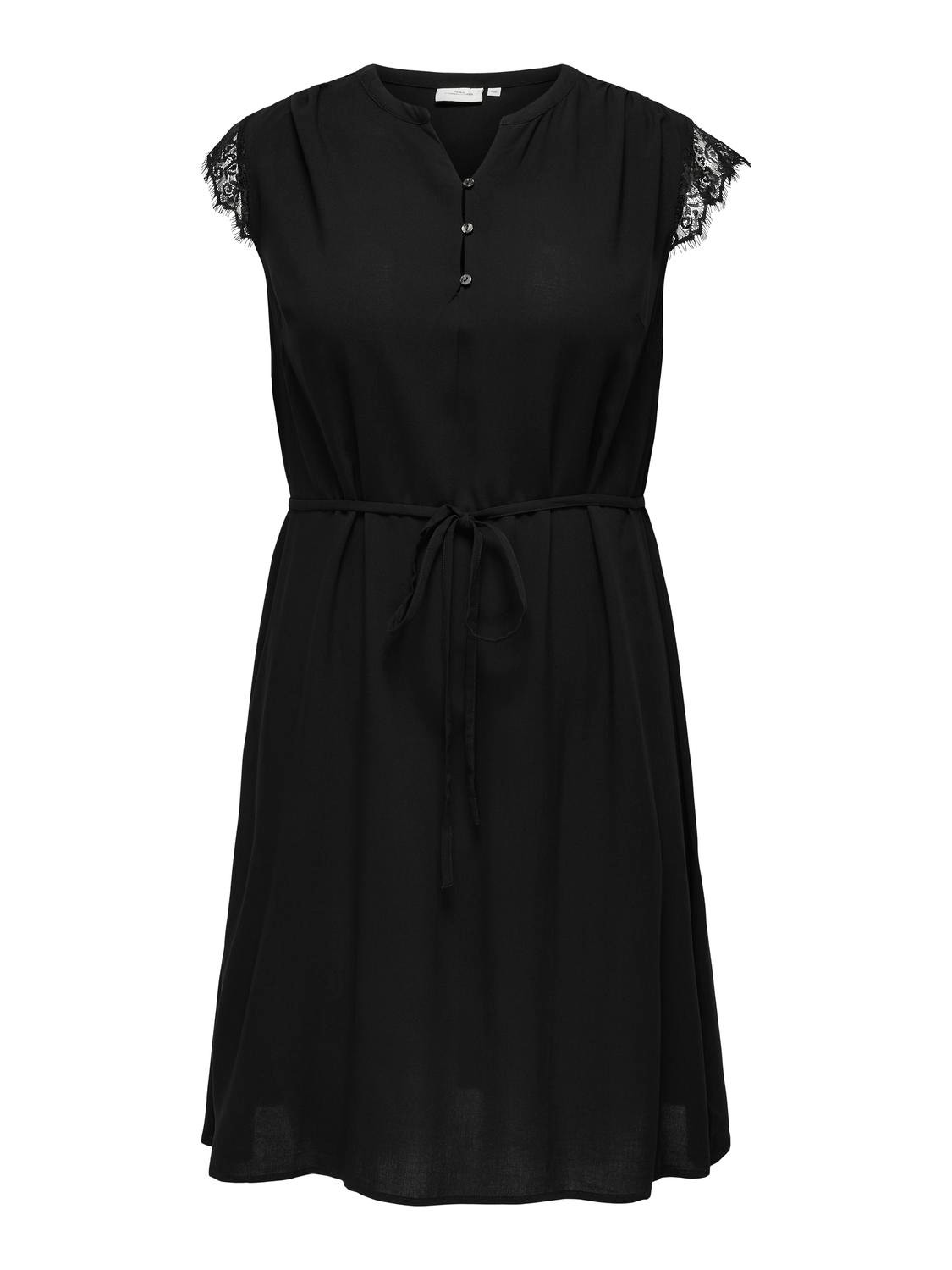 ONLY Normal geschnitten V-Ausschnitt Kurzes Kleid -Black - 15290411