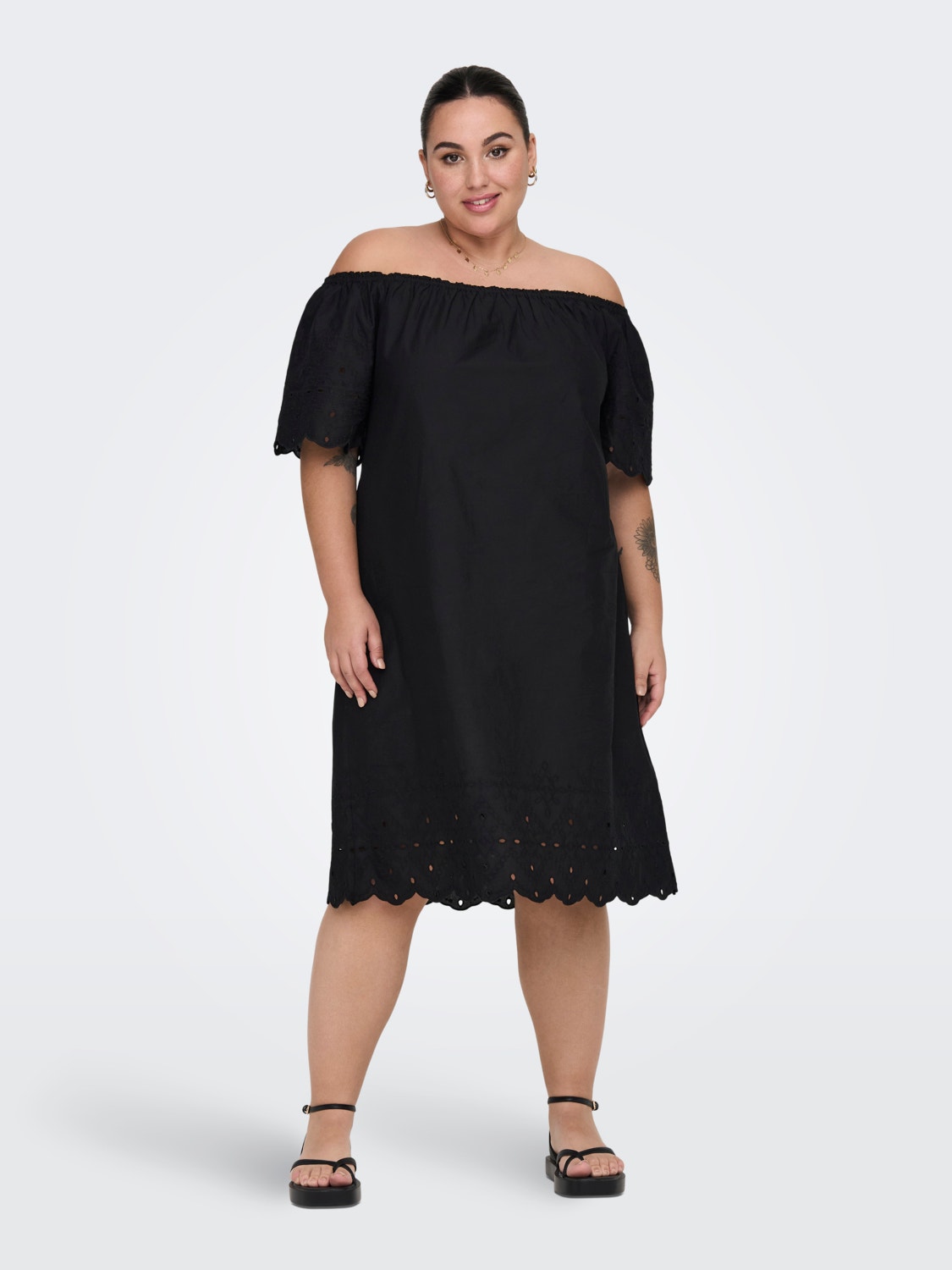 ONLY Curvy off-shoulder dress -Black - 15290424