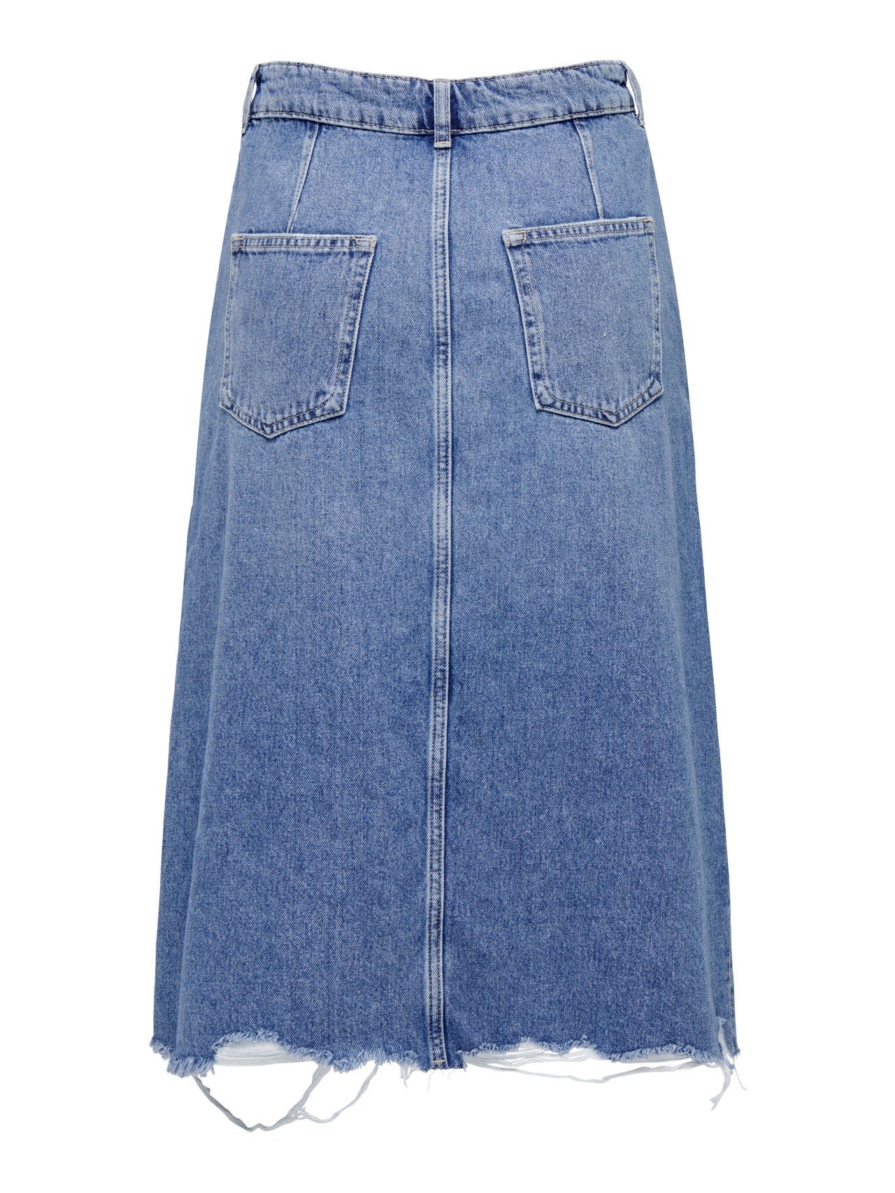 ONLY Hög midja Lång kjol -Medium Blue Denim - 15290437