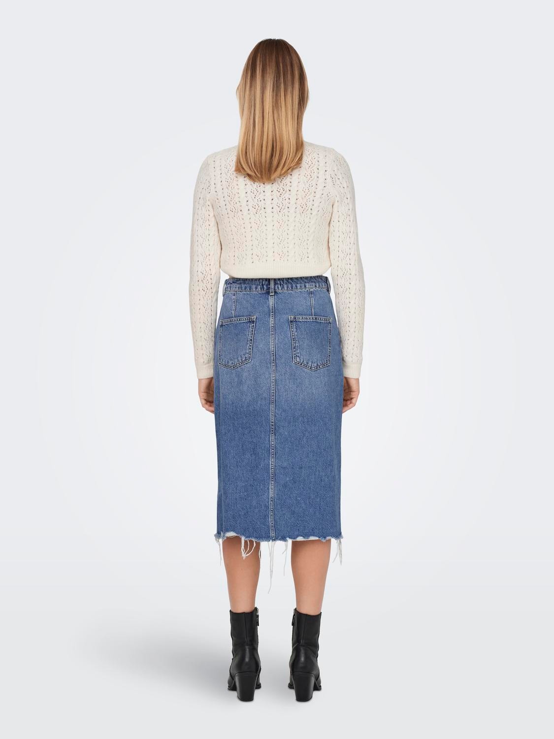 ONLY Midi denim skirt -Medium Blue Denim - 15290437