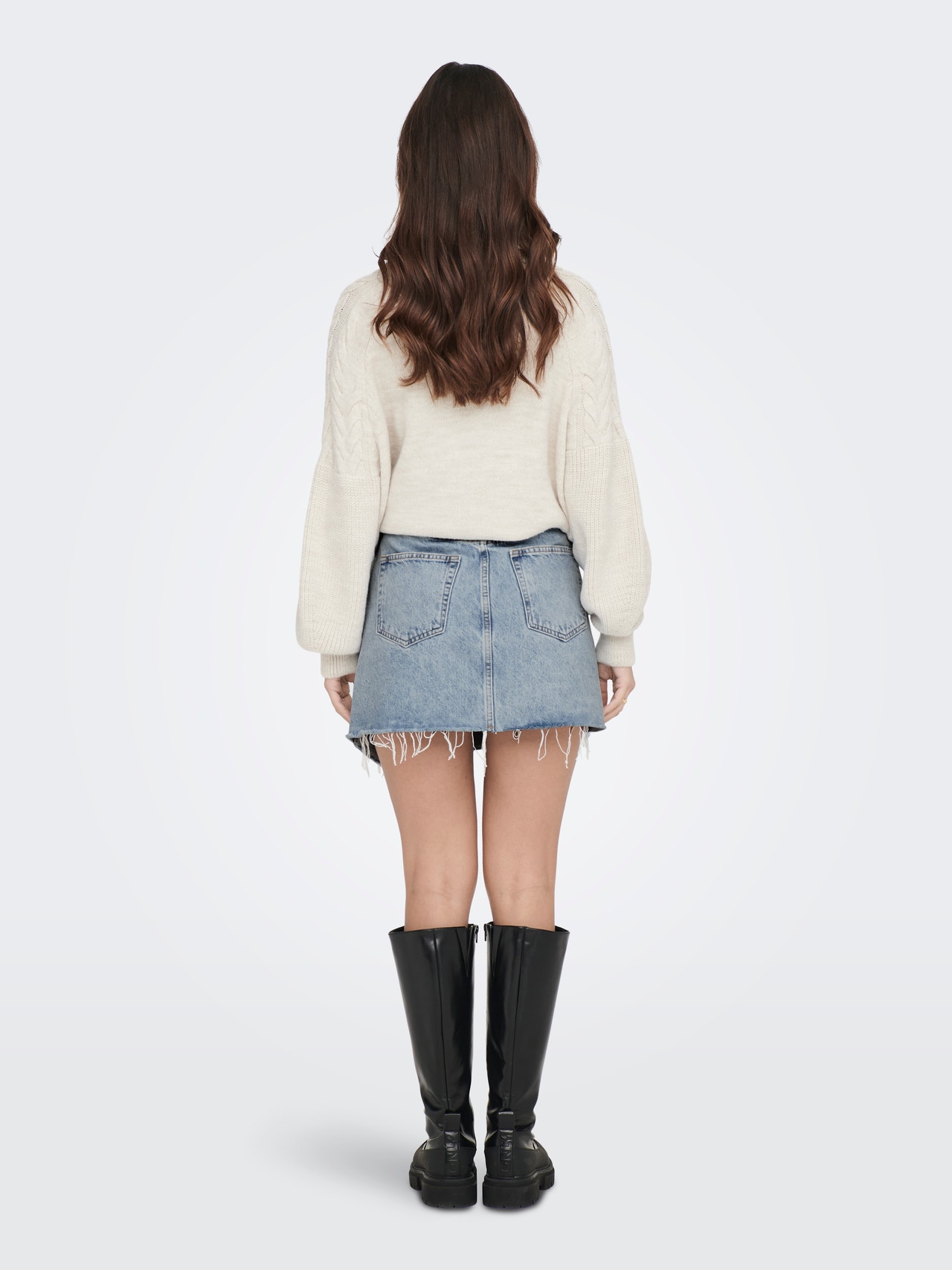 ONLY High waist Short skirt -Light Blue Denim - 15290439