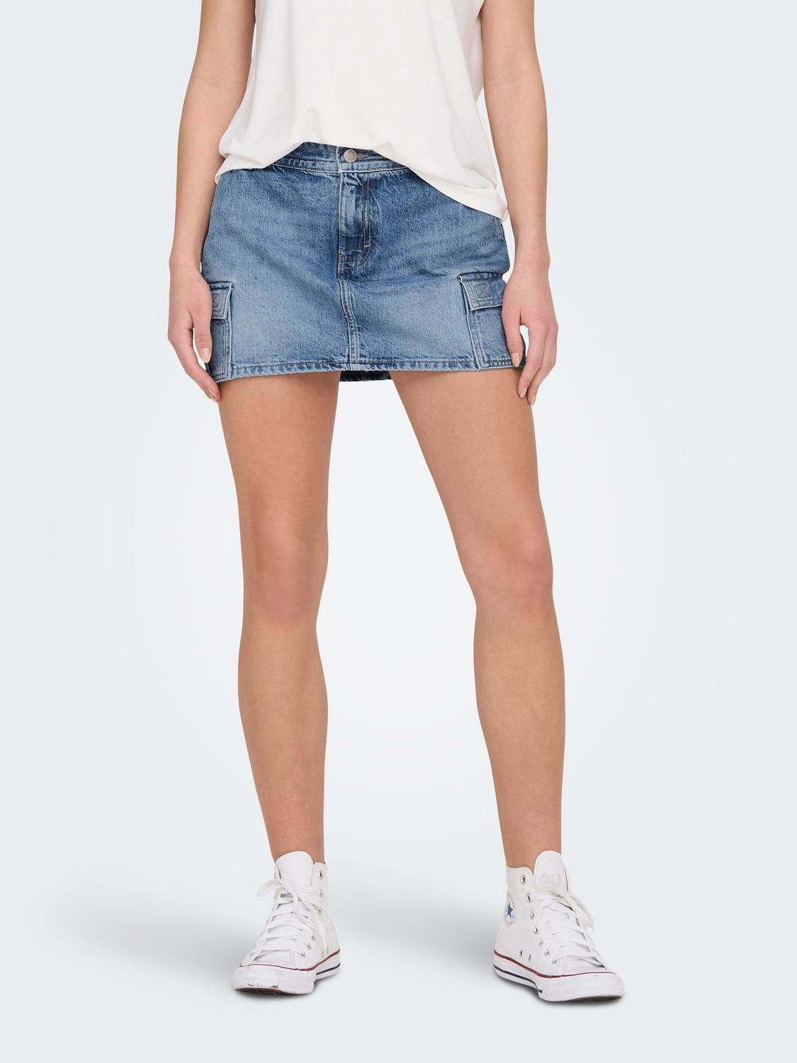 ONLY Low waist Mini skirt -Medium Blue Denim - 15290497