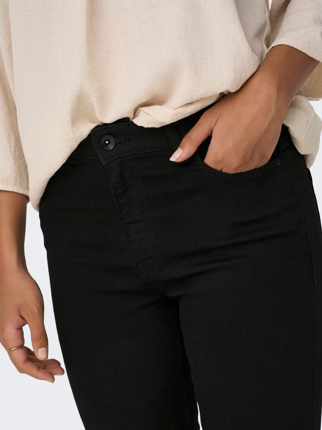 ONLY JDYMOLLY High Waist SKINNY ANKEL SLIT BLAK Jeans -Black Denim - 15290503