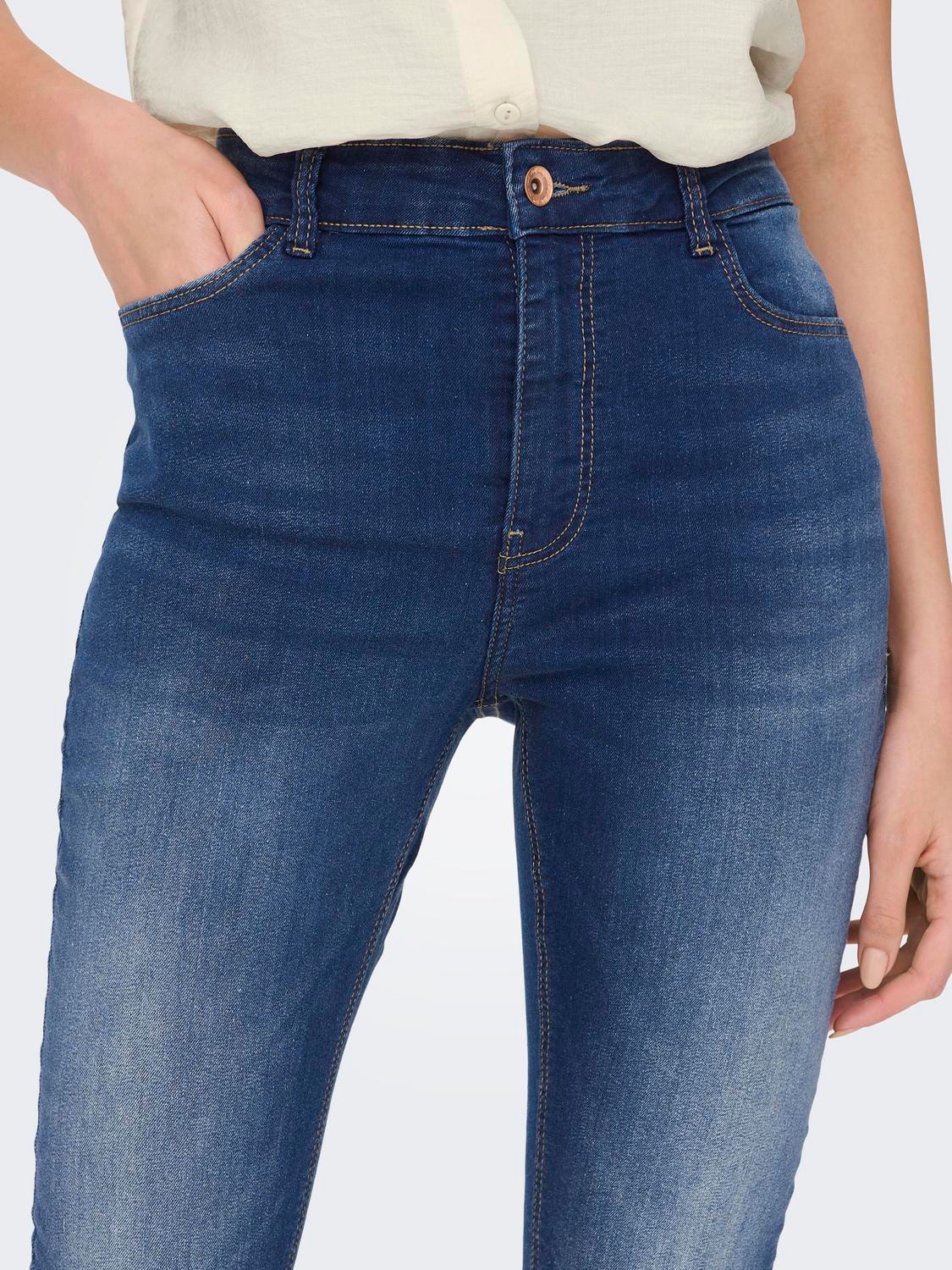 ONLY Skinny fit High waist Zijsplitten Jeans -Dark Blue Denim - 15290504