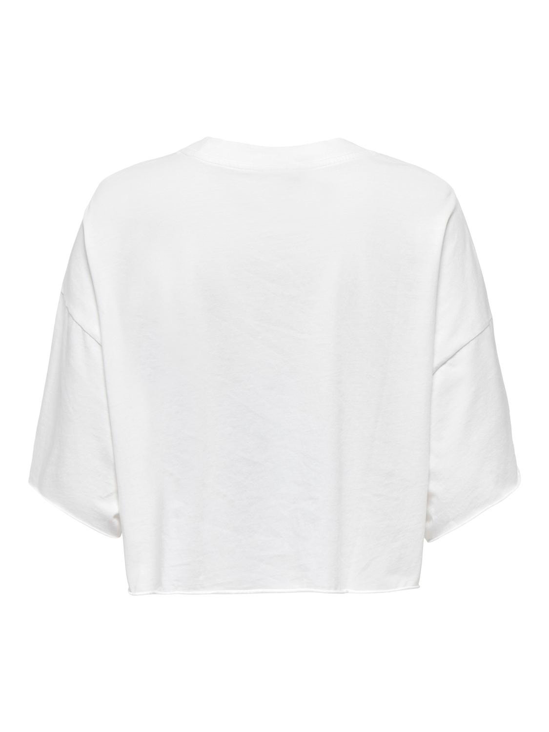 ONLY Cropped Fit O-hals T-skjorte -Cloud Dancer - 15290548