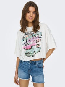 ONLY Cropped Boxy Fit T-shirt -Cloud Dancer - 15290548