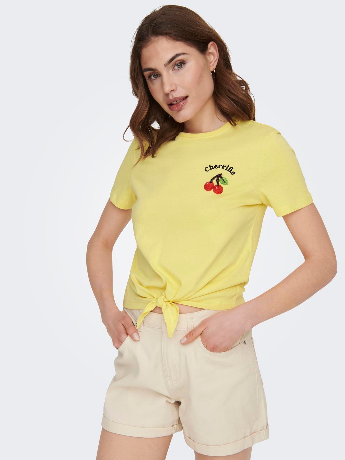 ONLY O-hals t-shirt med knudedetalje -Sundress - 15290571