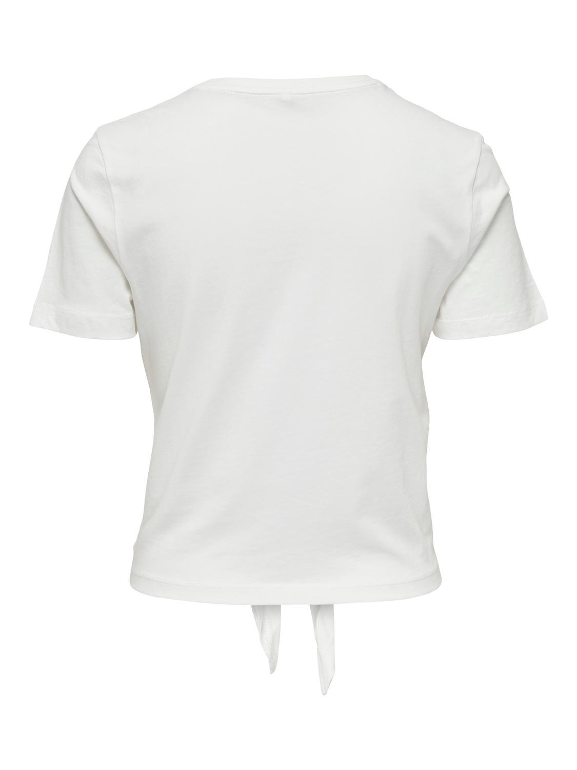 ONLY O-neck t-shirt with knot detail -Cloud Dancer - 15290571
