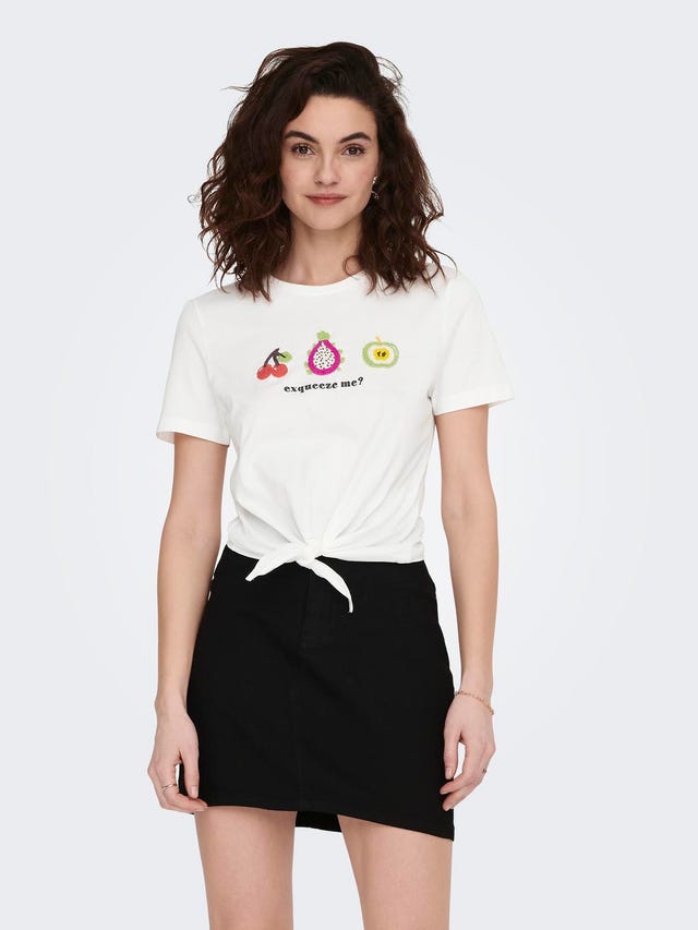 ONLY O-neck t-shirt with knot detail - 15290571