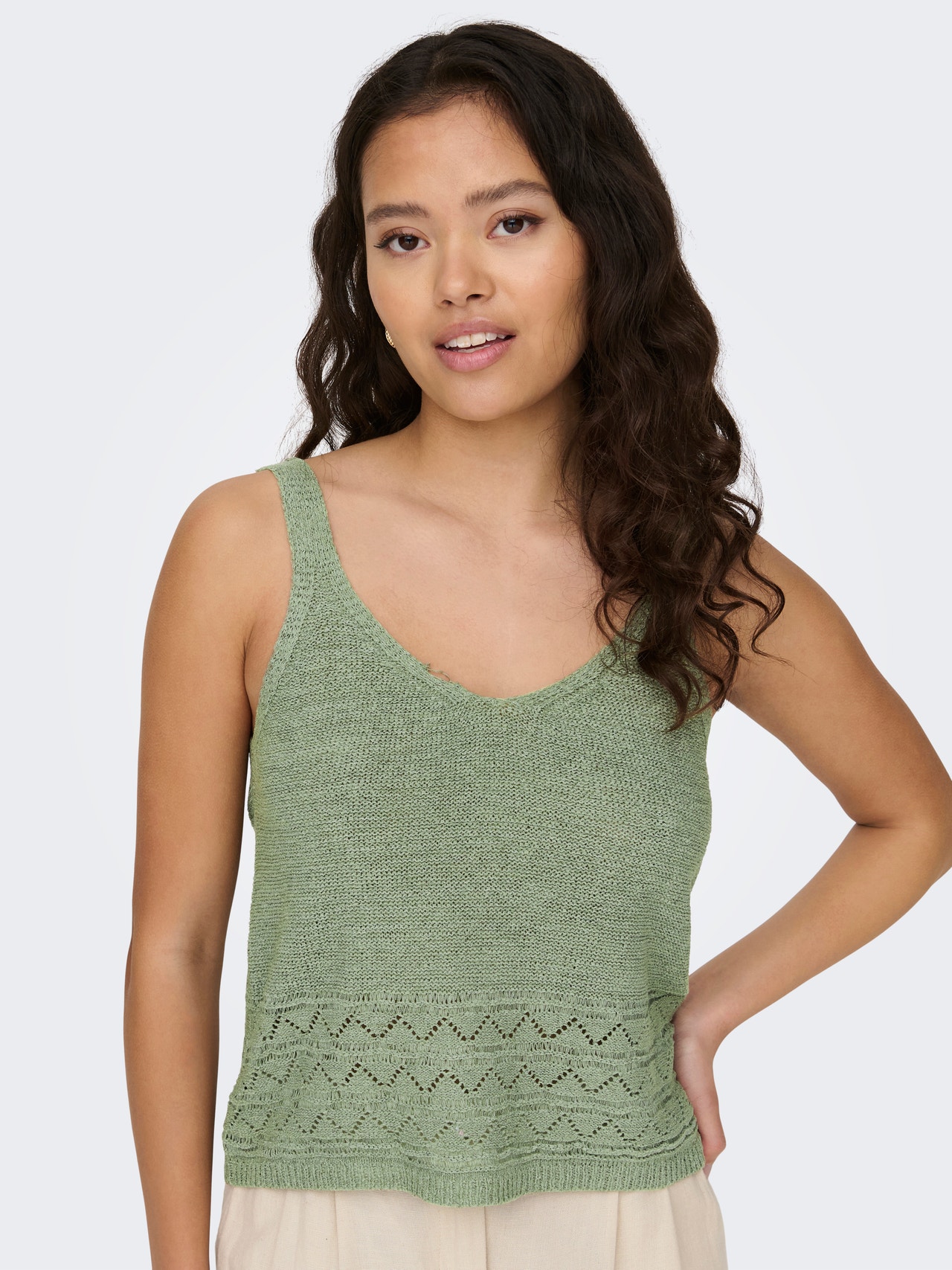 ONLY V-Neck Pullover -Seagrass - 15290579