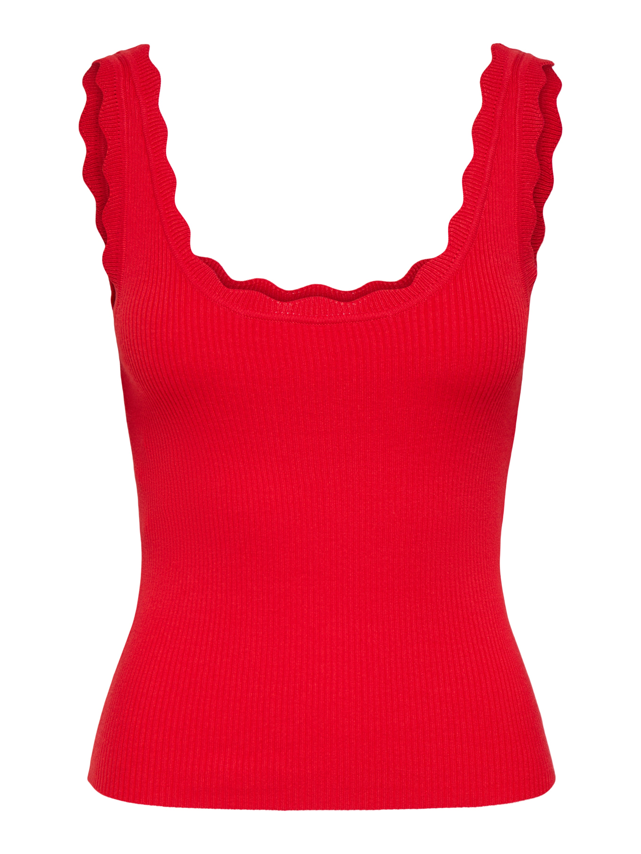 JDY Jdynanna Nanna S/L Scallop Edge Top KNT Noos - Haut Tricoté Élégant Femme Sans Manches Col U