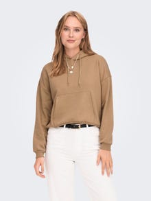 ONLY Pocket Hood Sweatshirt -Tannin - 15290592