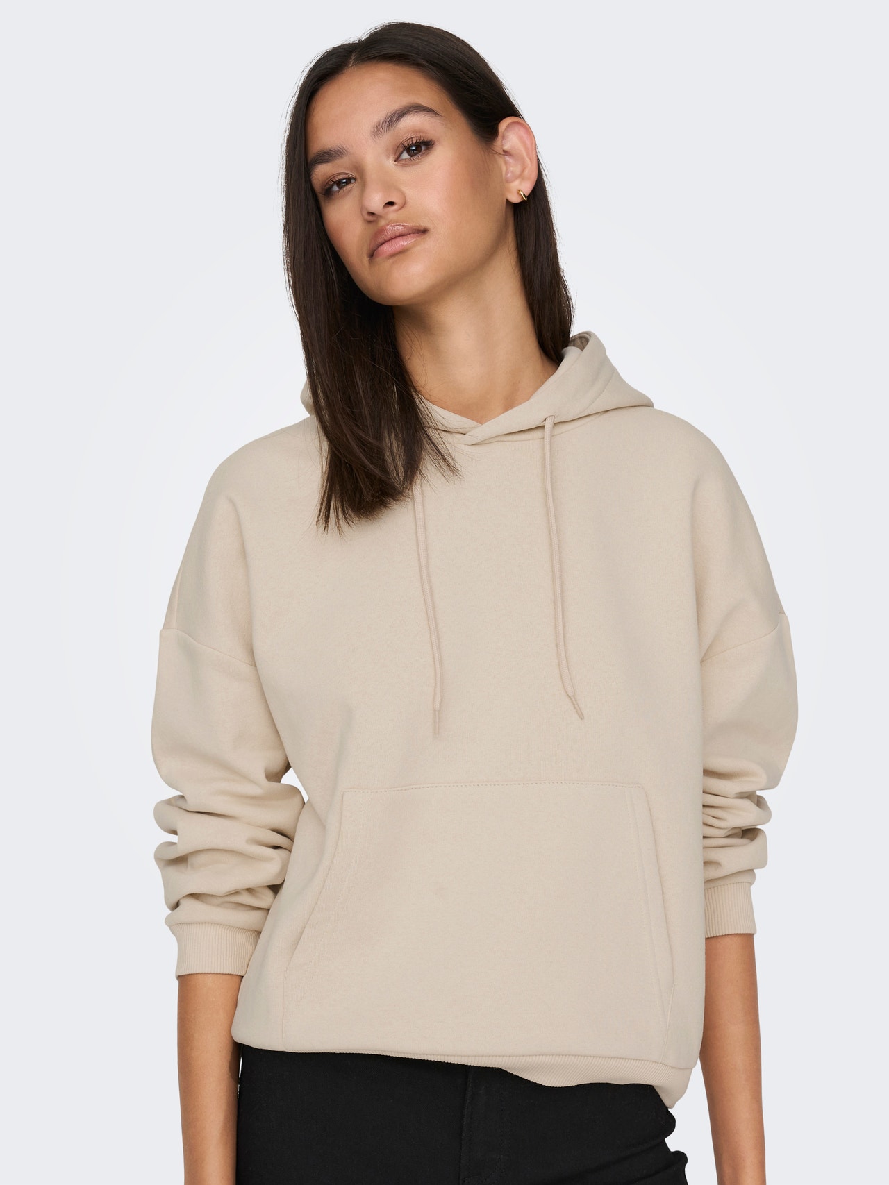 ONLY Pocket Hood Sweatshirt -Sandshell - 15290592