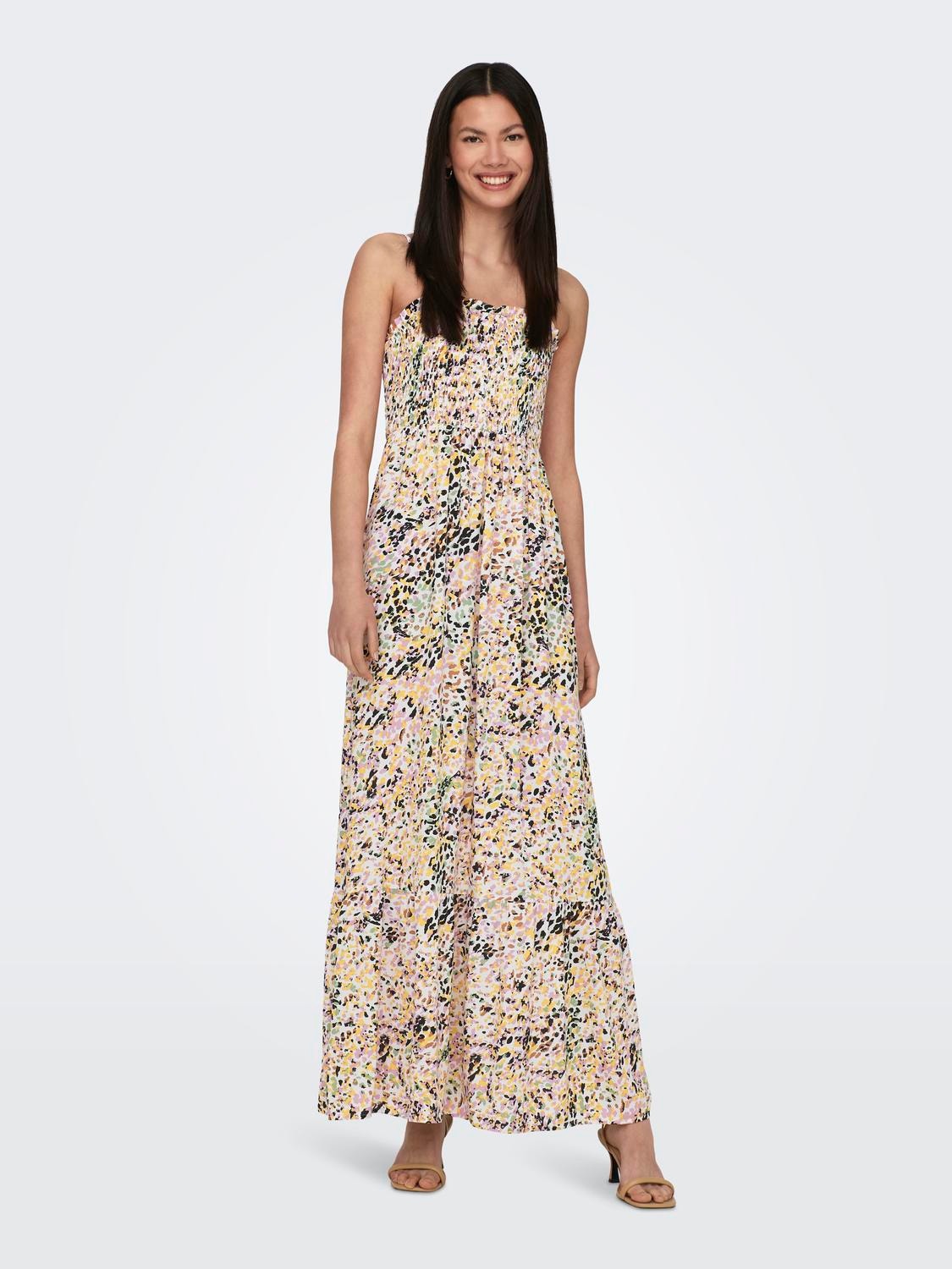 ONLY Maxi smock dress with thin straps -Cloud Dancer - 15290653