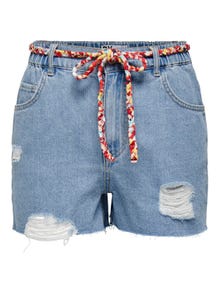 ONLY Shorts Loose Fit Taille haute -Light Blue Denim - 15290668