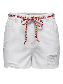 ONLY High waisted ripped shorts -White - 15290669