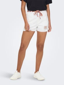 ONLY High waisted ripped shorts -White - 15290669