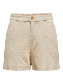 ONLY High waisted Linen Shorts -Oatmeal - 15290684