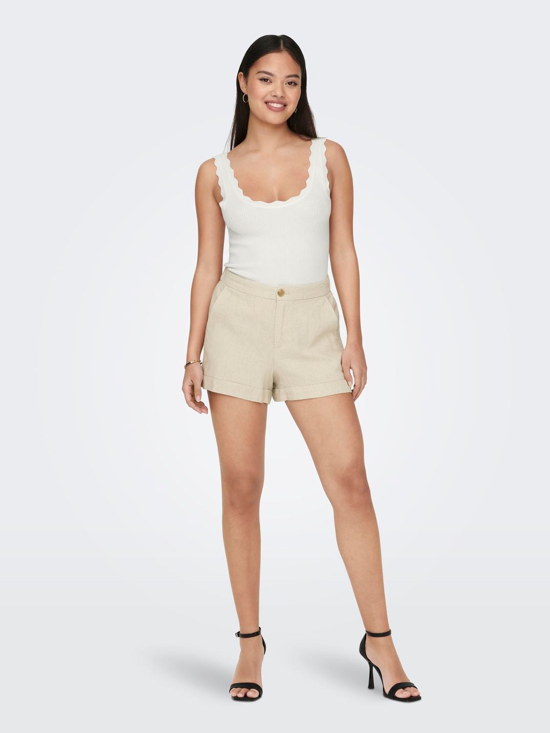 ONLY Shorts cargo Cargo Fit Taille haute Ourlets repliés -Oatmeal - 15290684