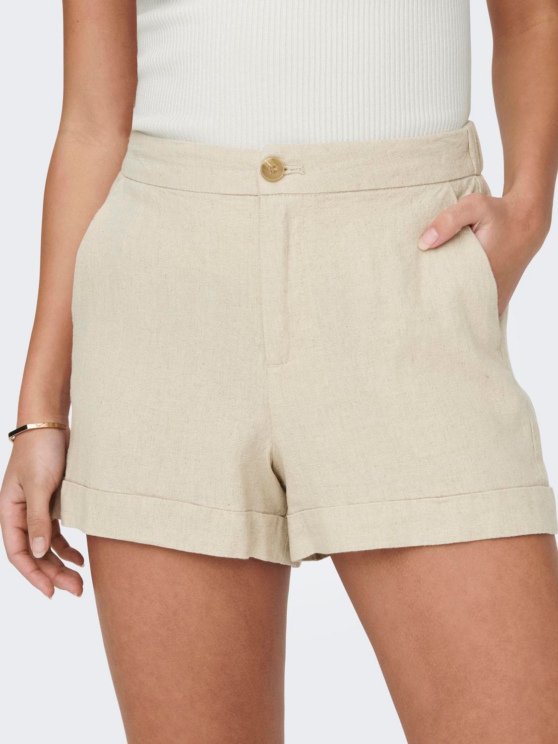 ONLY Cargo Schnitt Hohe Taille Säume zum Umschlagen Cargoshorts -Oatmeal - 15290684