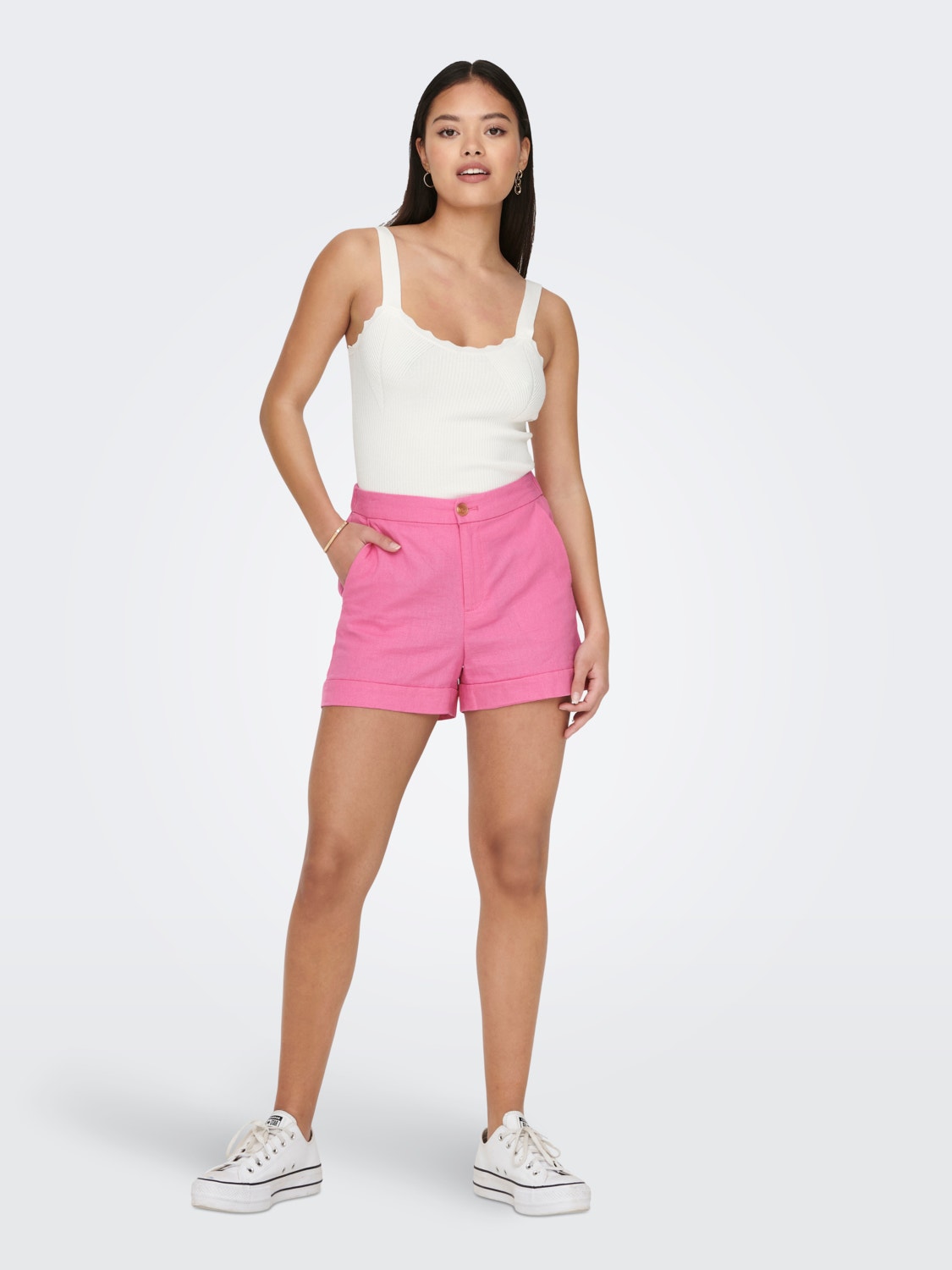OYSHO Women's Size Large Faded Pink 100% Cotton Chiffon Shorts NWT