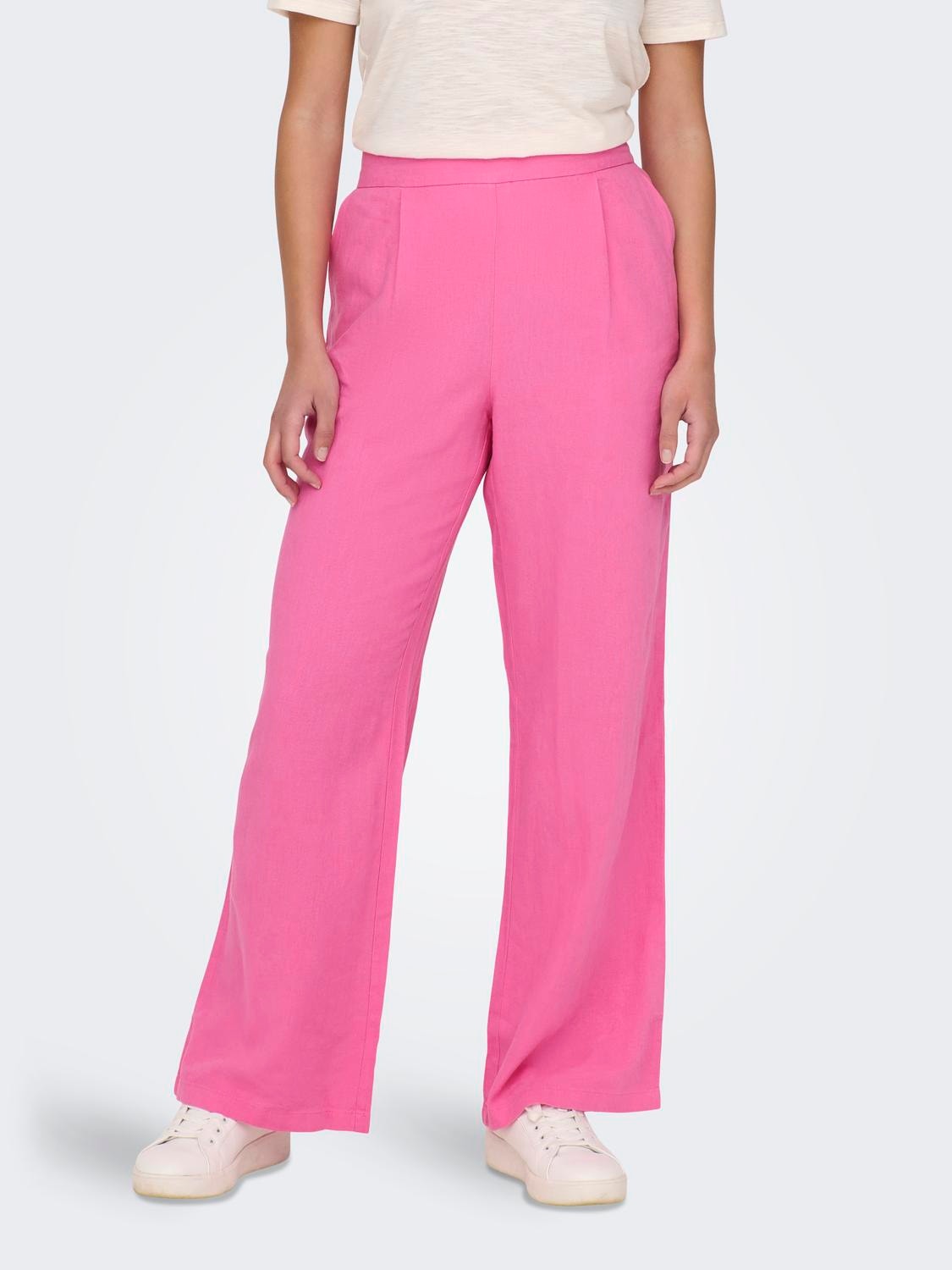 Vila wide leg flared suit trousers in bright pink