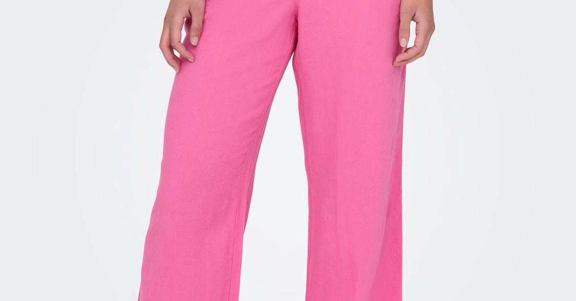 Women Solid Baby Pink Mid Rise Linen Wide Pant – Cherrypick