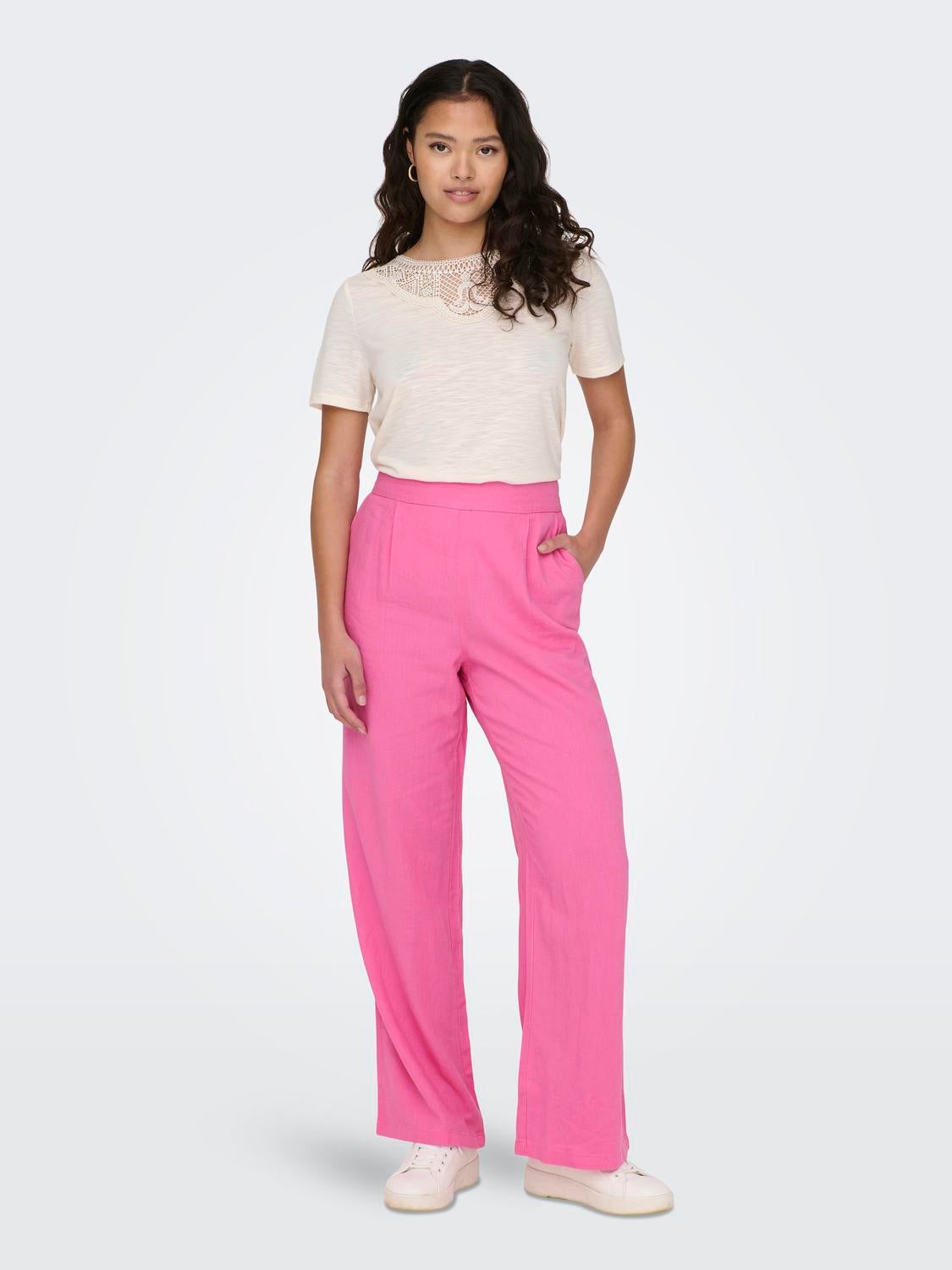 Light pink wide top leg trousers