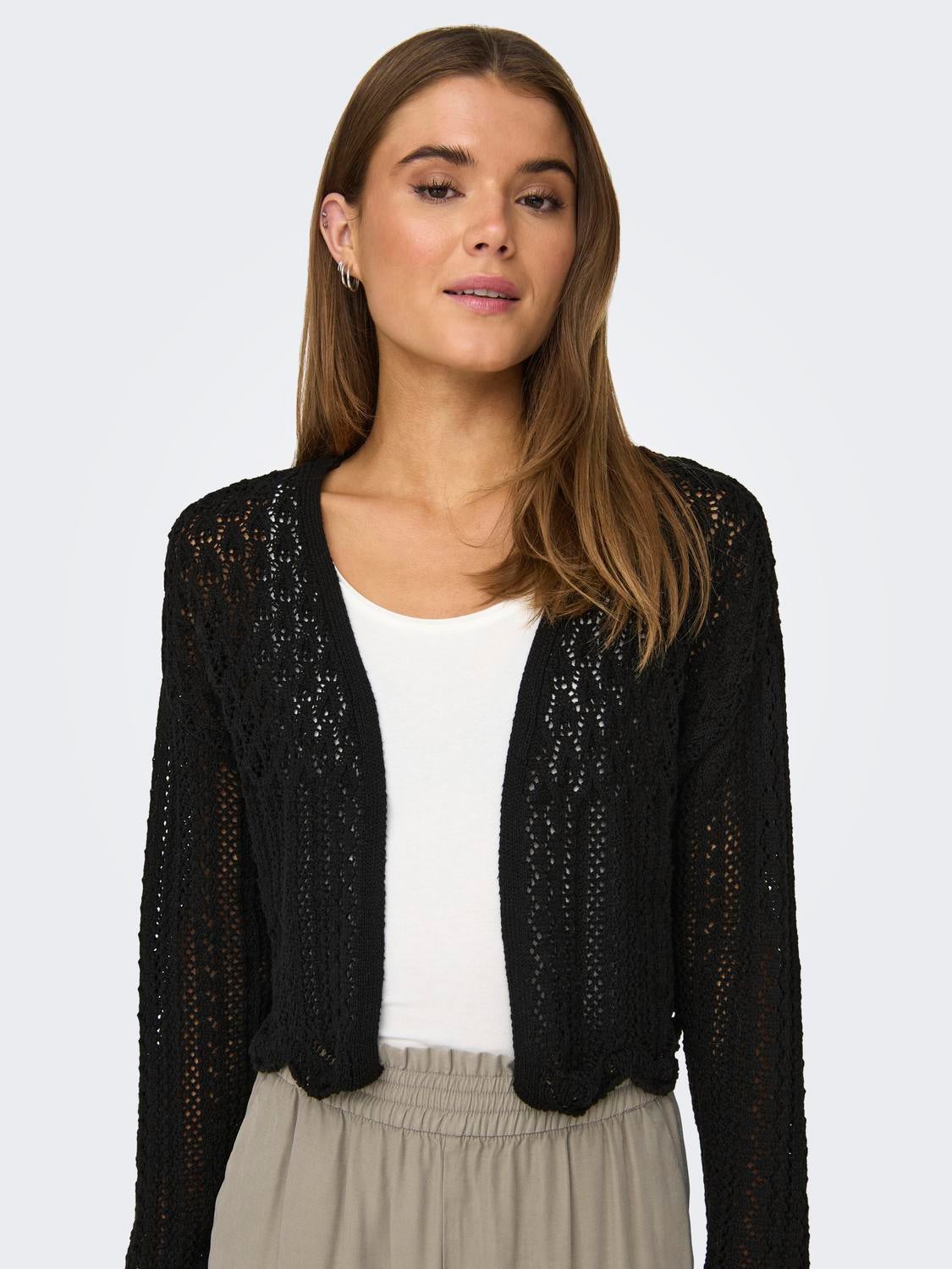 Cropped knit cardigan | Black | ONLY®