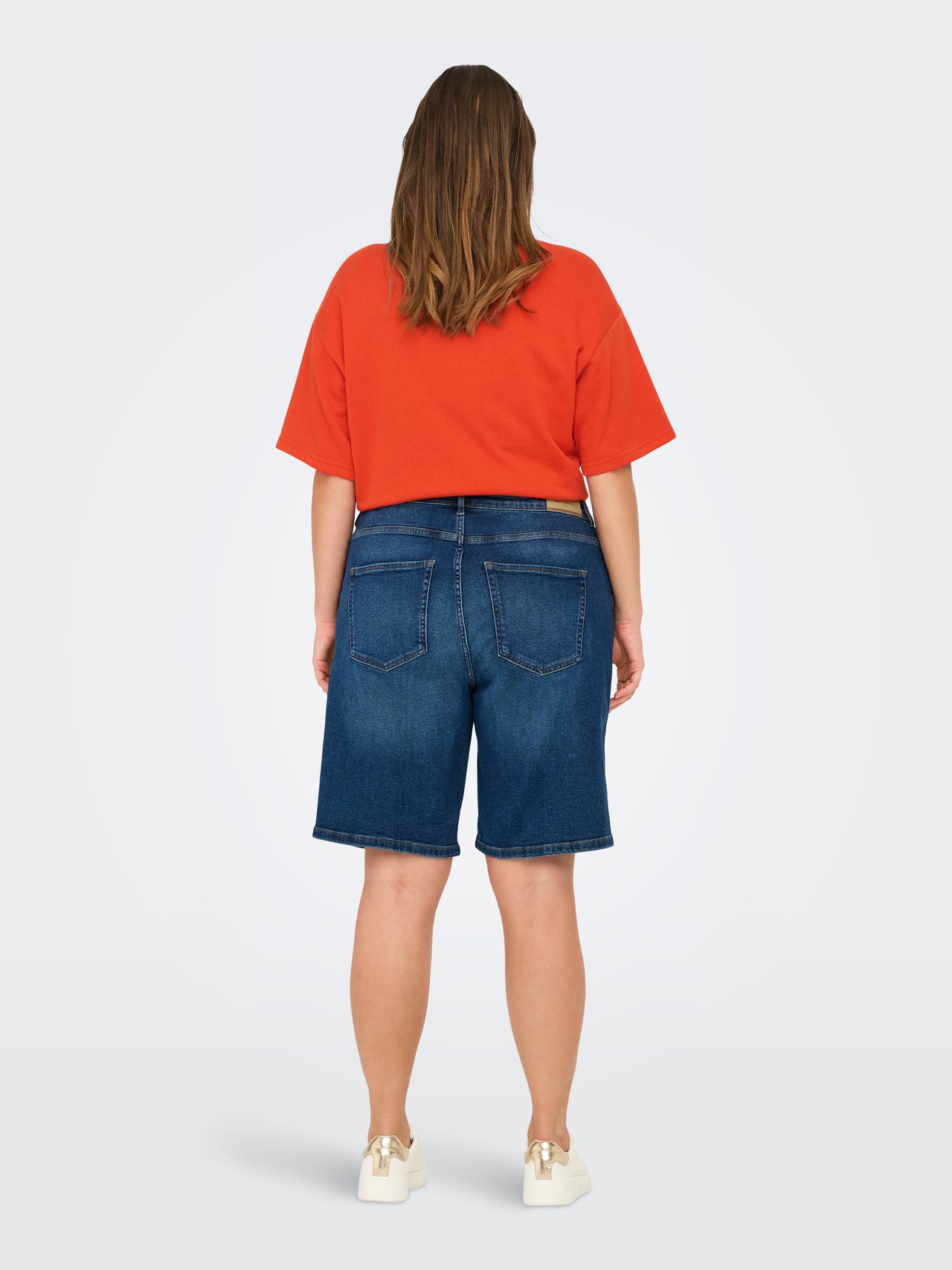 ONLY CARENEDA High waist Girlfriend Fit Shorts -Dark Blue Denim - 15290768