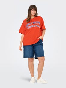 ONLY CARENEDA High waist Girlfriend Fit Shorts -Dark Blue Denim - 15290768