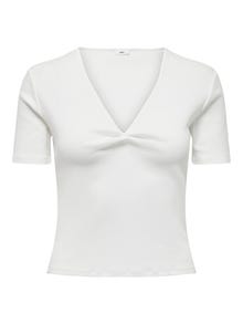 ONLY Camisetas Corte regular Cuello en V -Cloud Dancer - 15290782