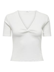 ONLY Normal geschnitten V-Ausschnitt T-Shirt -Cloud Dancer - 15290782