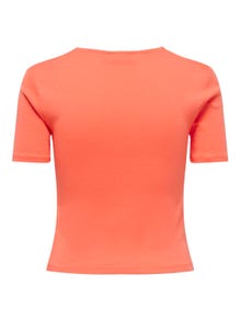 ONLY Normal passform V-ringning T-shirt -Living Coral - 15290782