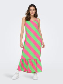 ONLY Normal geschnitten U-Ausschnitt Langes Kleid -Shocking Pink - 15290796