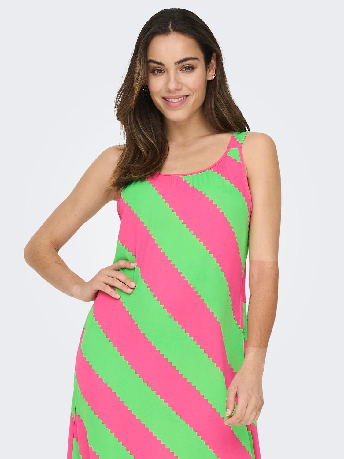 ONLY U-Neck Maxi Dress -Shocking Pink - 15290796