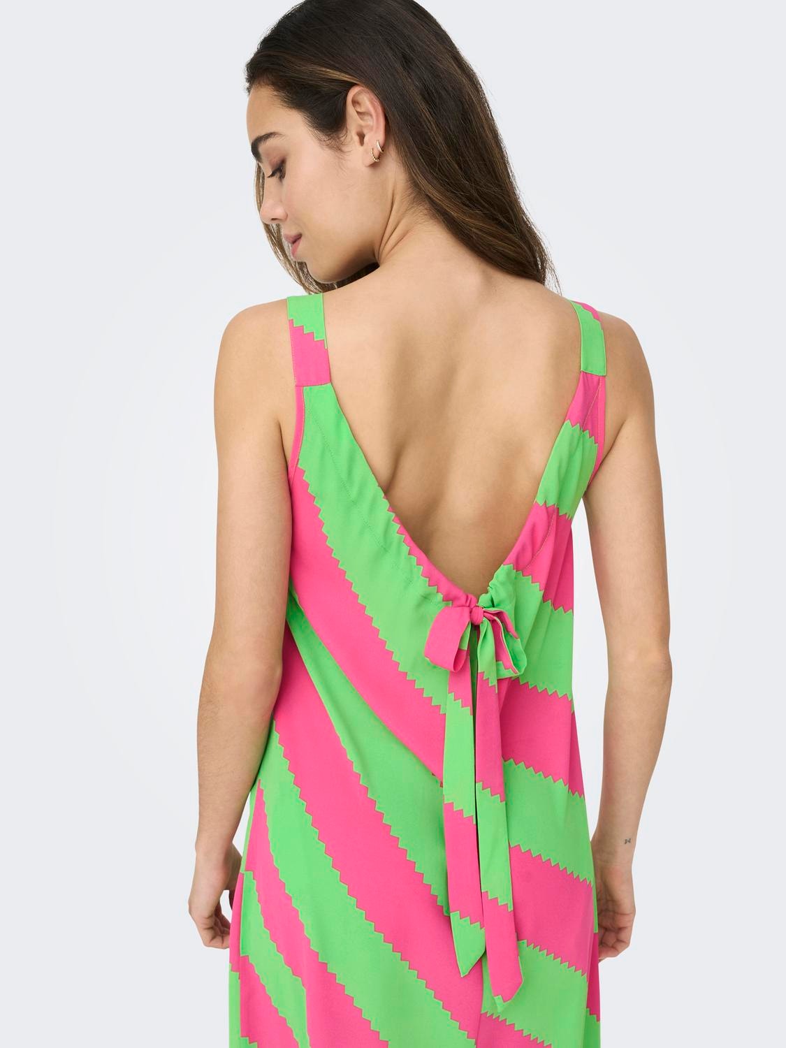ONLY Normal geschnitten U-Ausschnitt Langes Kleid -Shocking Pink - 15290796