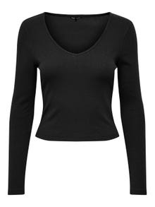 ONLY Åtsittande passform O-ringning T-shirt -Black - 15290845