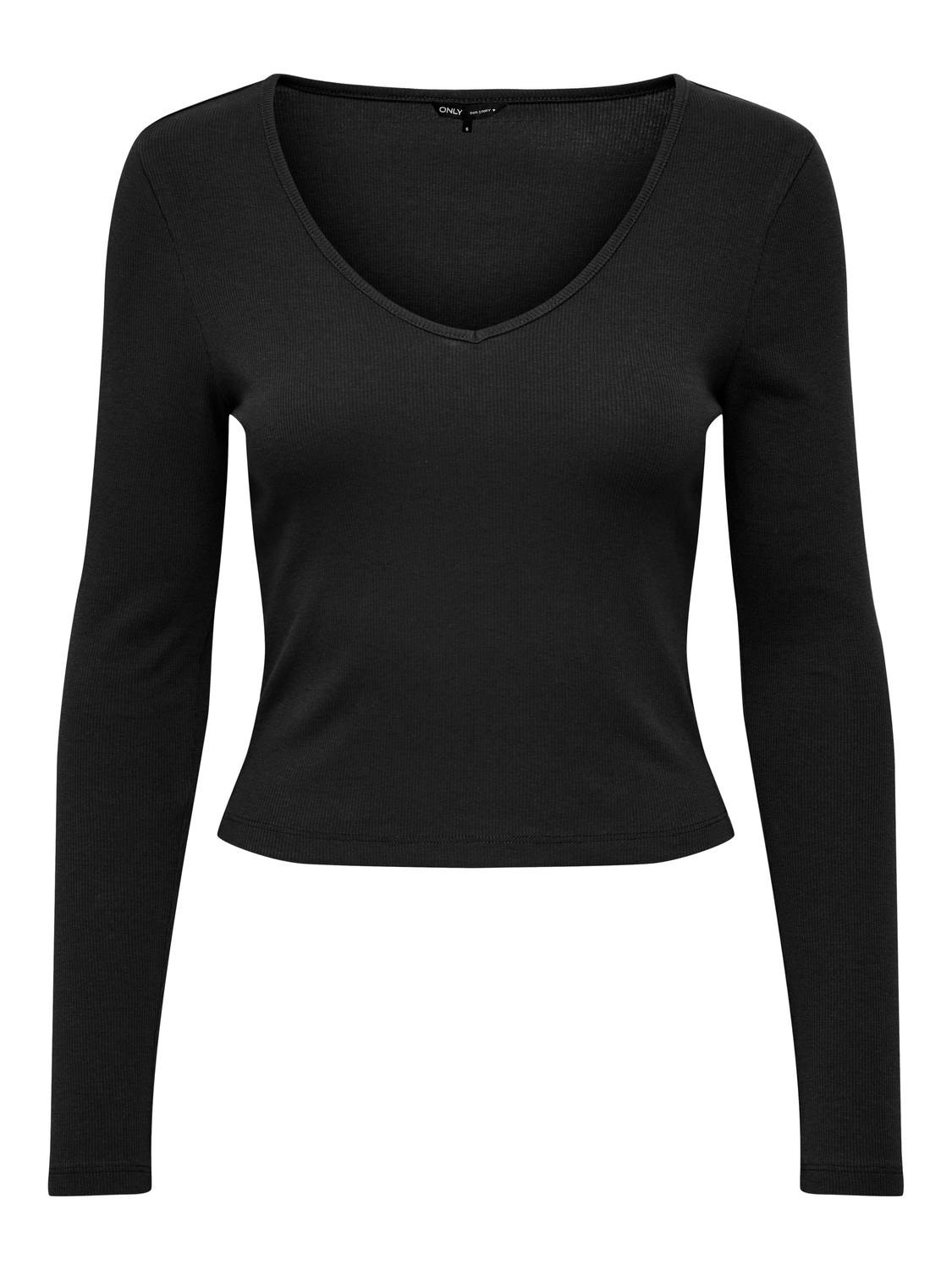 ONLY Åtsittande passform O-ringning T-shirt -Black - 15290845