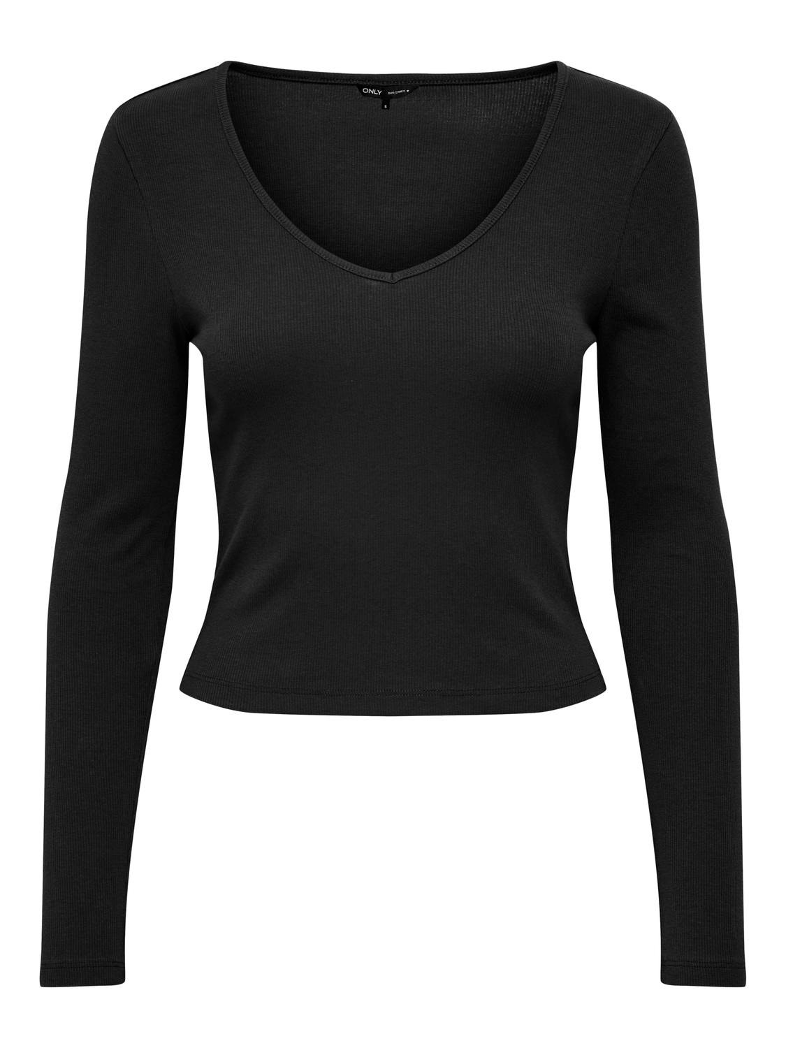 ONLY T-shirt Tight Fit Paricollo -Black - 15290845