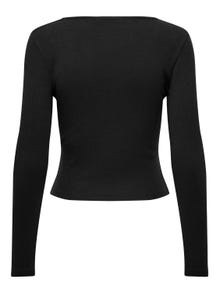 ONLY Åtsittande passform O-ringning T-shirt -Black - 15290845